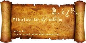 Mikolovits Ádám névjegykártya